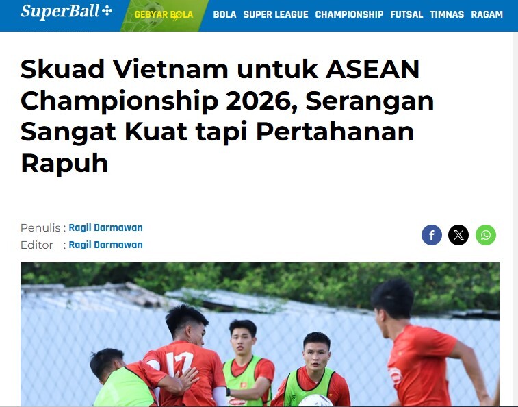Tờ Super Ball nhận định về khả năng phòng ngự của ĐT Việt Nam