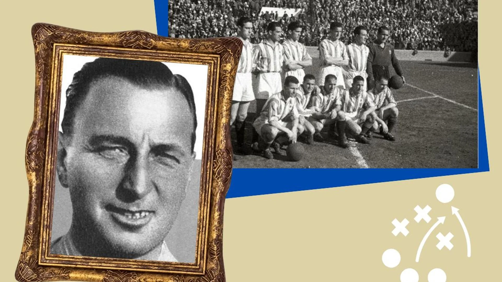 Chân dung HLV Horace Harry Lowe (trái) và một trong những đội hình xuất phát của Real Sociedad ở thập niên 1930. Ảnh: El Diario Vasco