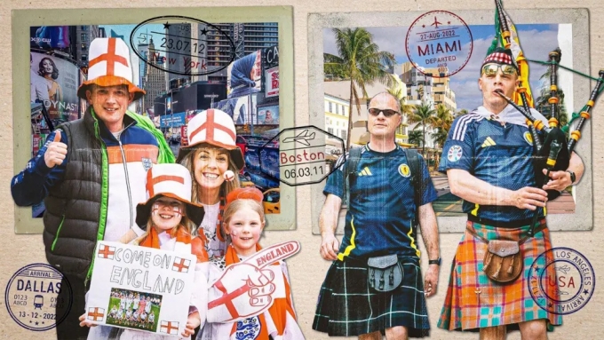 CĐV Anh và Scotland có thể tốn hàng chục nghìn bảng để sang Mỹ cổ vũ đội tuyển tại World Cup 2026. Ảnh: BBC Sport