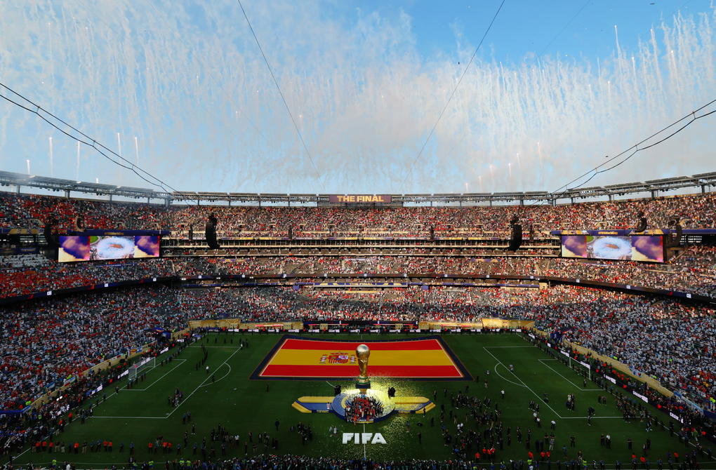 Khung cảnh nhìn từ trên cao ở sân MetLife, New Jersey, Mỹ trong lễ đăng quang World Cup 2026 của đội tuyển Tây Ban Nha ngày 19/7/2026. Ảnh: Reuters