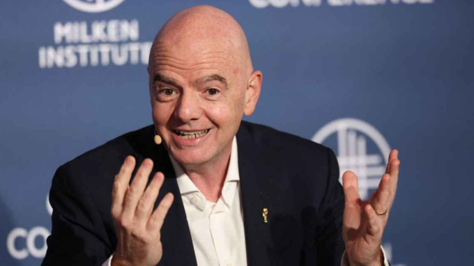 Chủ tịch FIFA Gianni Infantino tại Diễn đàn Global Conference của Viện Milken ở Beverly Hills, Mỹ ngày 5/5/2026. Ảnh: AFP