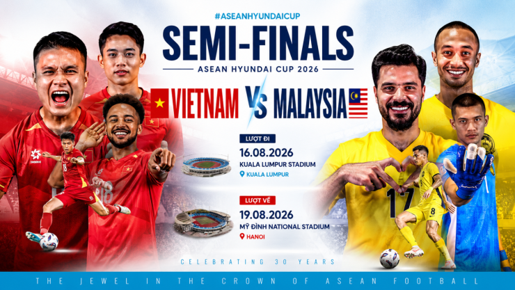 ĐT Việt Nam sẽ đối đầu ĐT Malaysia tại bán kết ASEAN Cup 2026. Ảnh: VFF