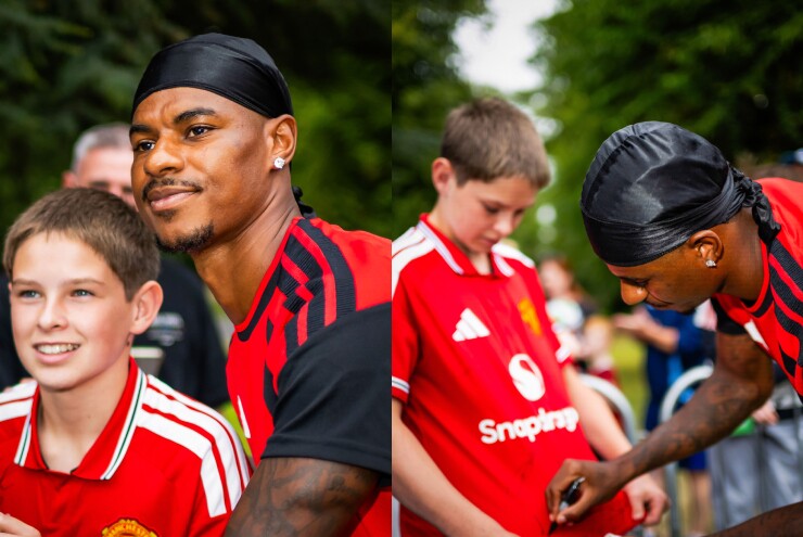 Rashford thân thiện ký tặng và chụp ảnh cùng fan nhí của MU