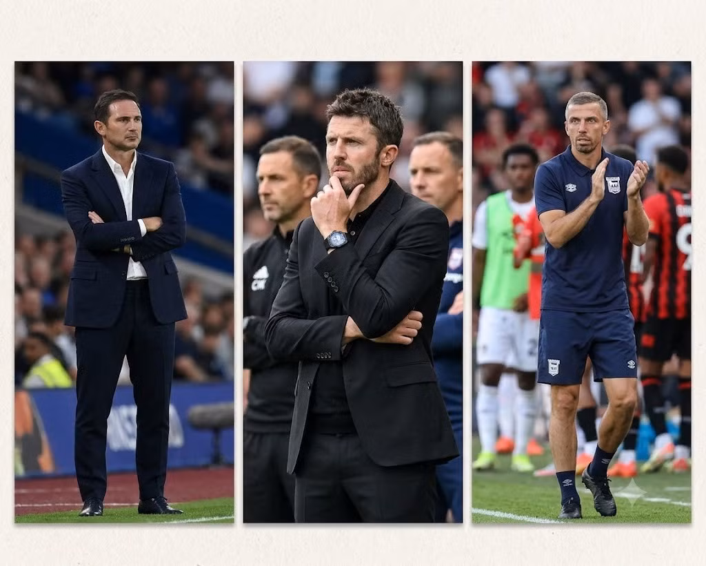 Từ trái sang: Frank Lampard, Michael Carrick và Gary O'Neil, 3 HLV người Anh hiếm hoi đang cầm quân tại Premier League.