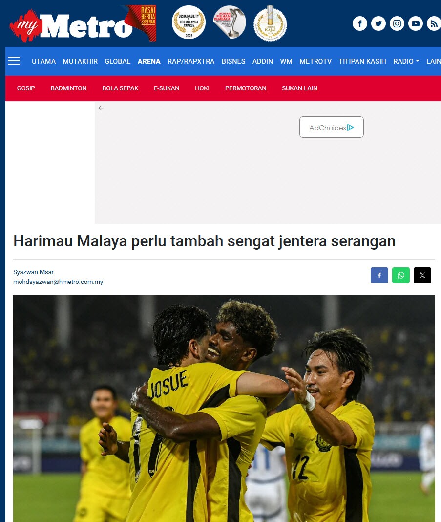 Tờ Metro khẳng định, ĐT Malaysia cần có kết quả tốt ở Kuala Lumpur