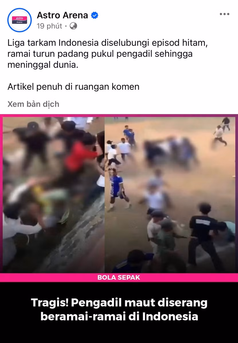 Thực hư thông tin "trọng tài bị đánh hội đồng đến chết" tại Indonesia - 1