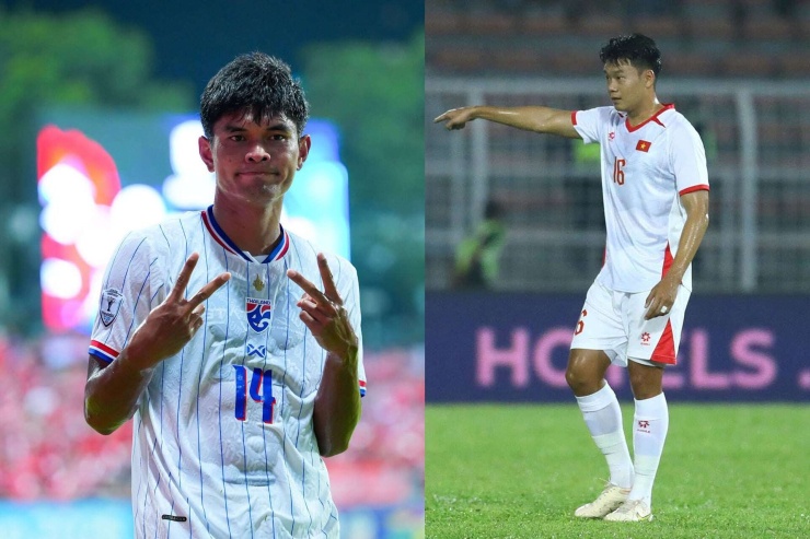 Teerasak Poeiphimai vs Nguyễn Thành Chung. Ảnh: Changsuek/Hà Nội FC.