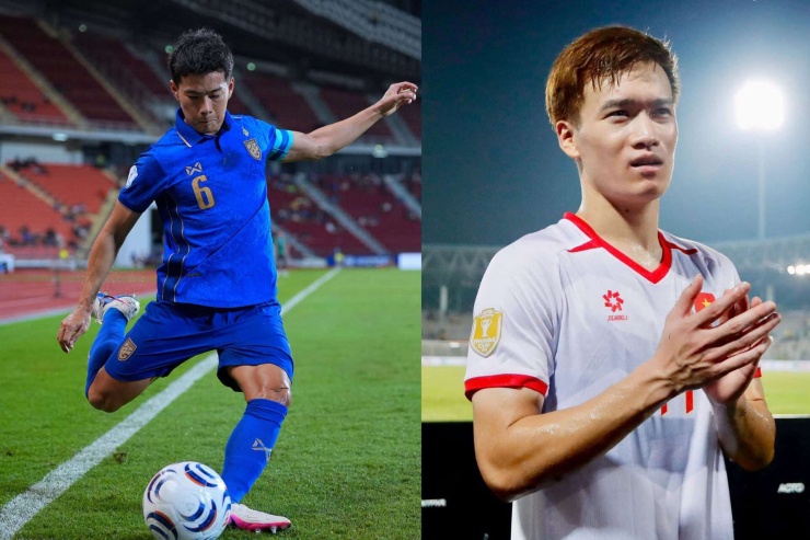 Sarach Yooyen vs Nguyễn Hoàng Đức. Ảnh: Changsuek/VFF.