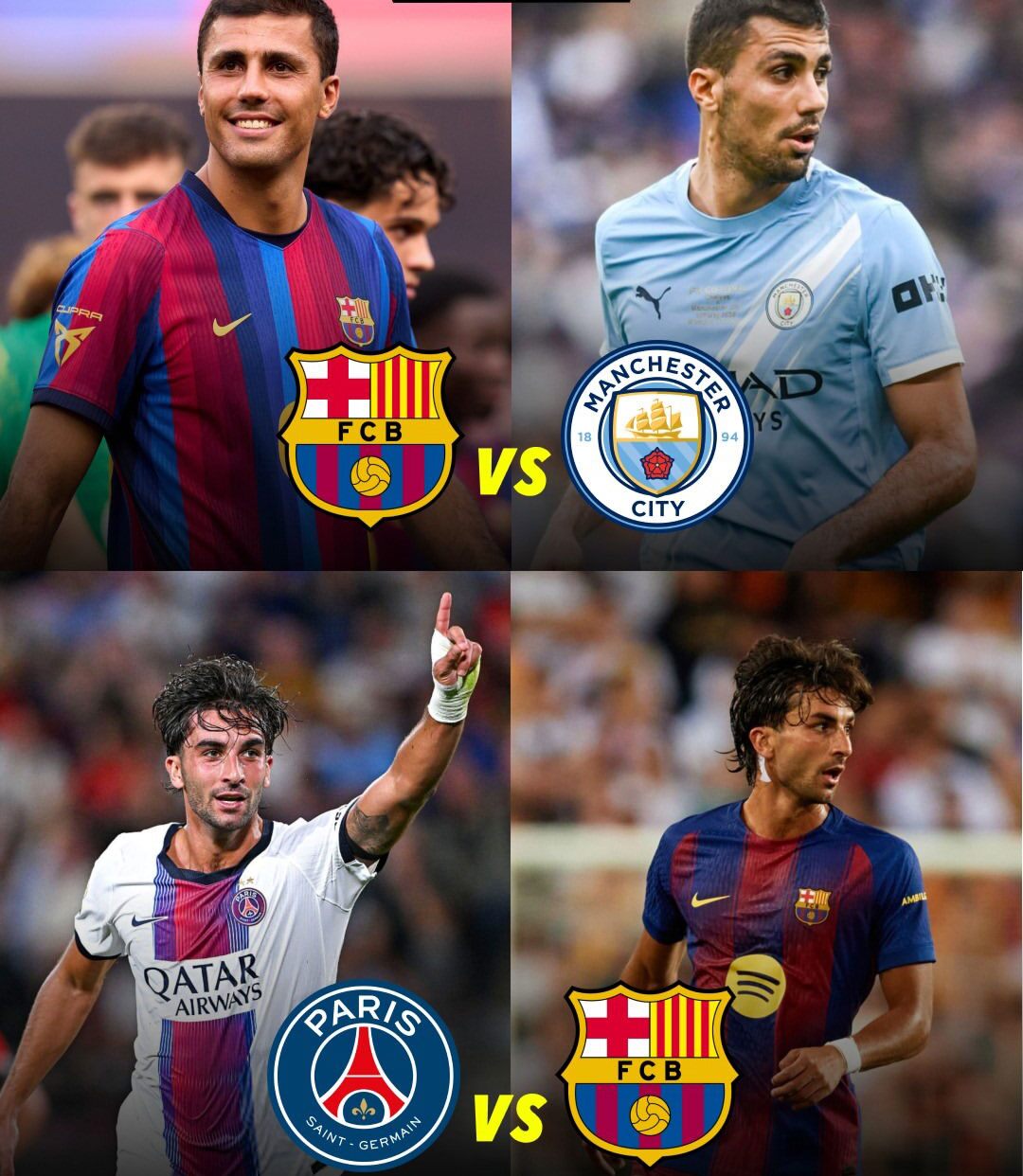 PSG - Barcelona - Man City đều gặp nhau, kèm sự tái ngộ thú vị cho Rodri và Ferran Torres