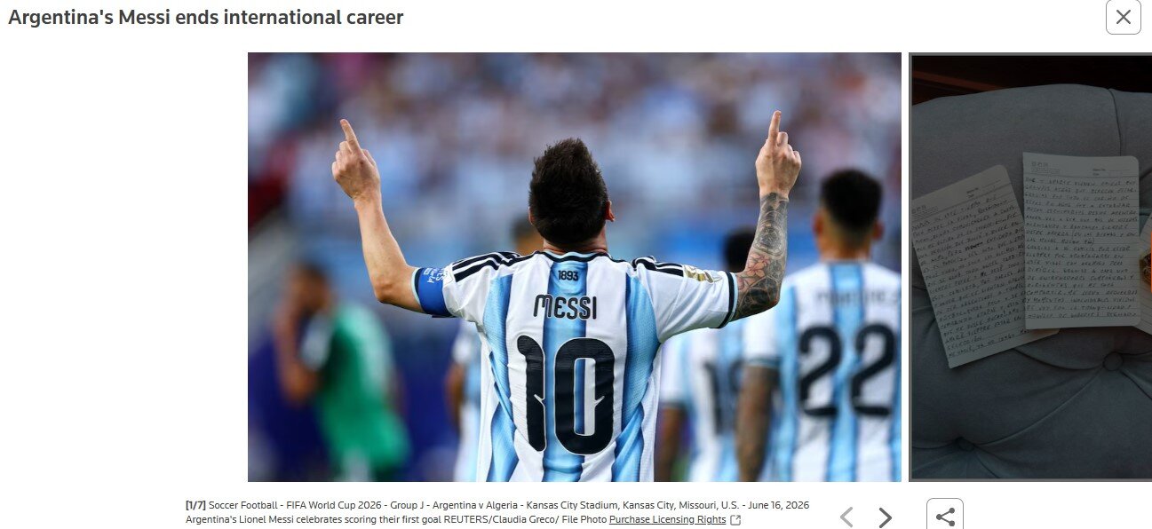Reuters đưa tin về sự kiện Messi chia tay ĐTQG