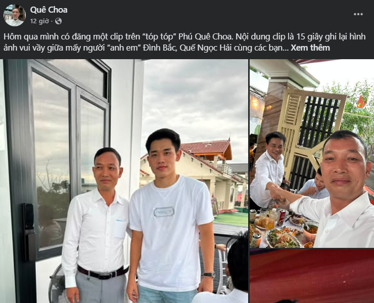Anh Hoàng Văn Phú (sơ mi trắng) là một người mến mộ tài năng của Đình Bắc nên thường xuyên lui tới thăm hỏi gia đình cầu thủ xứ Nghệ. Ảnh nhân vật cung cấp