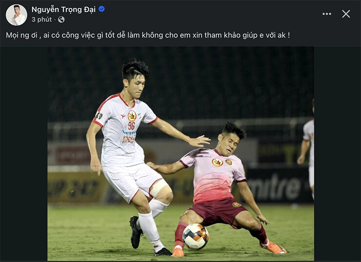 Dòng trạng thái gây chú ý của Trọng Đại trên trang cá nhân.