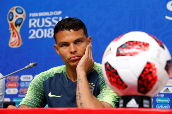 Thiago Silva khi dự họp báo tại World Cup 2018. Ảnh: Reuters