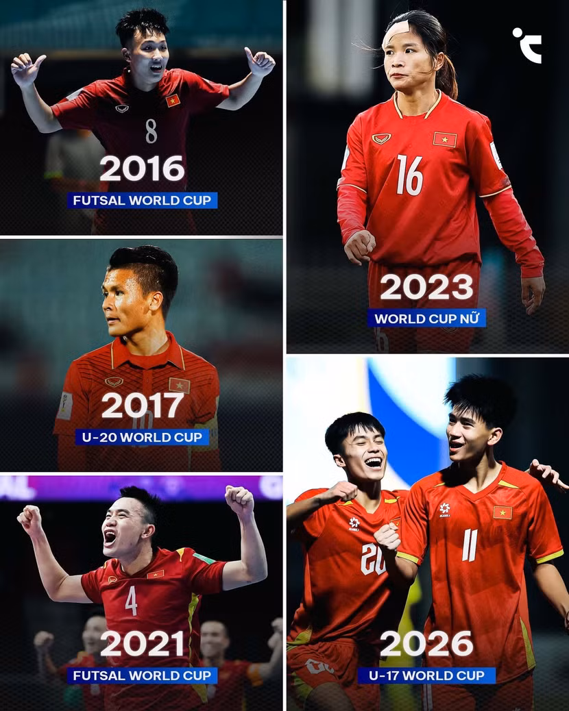 5 đội tuyển đã đưa Việt Nam tới World Cup