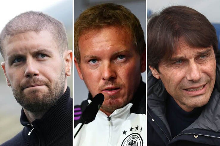 3 ứng viên hàng đầu dẫn MU, theo báo chí Anh, gồm Hurzeler, Nagelsmann và Conte (từ trái sang)