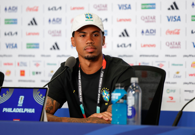 Gabriel trong buổi họp báo trước trận Brazil gặp Haiti ở lượt hai bảng C World Cup 2026 ngày 18/6/2026. Ảnh: CBF
