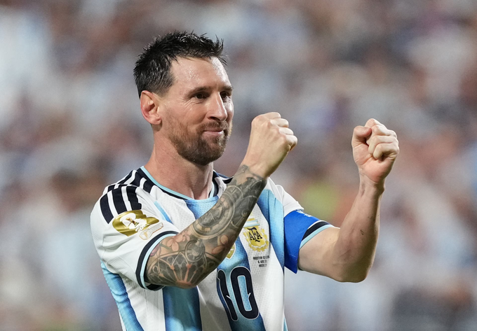 Messi ăn mừng bàn thắng trong trận vòng bảng World Cup 2026 Argentina – Algeria trên sân Arrowhead, Kansas City, Mỹ ngày 16/6/2026. Ảnh: Reuters