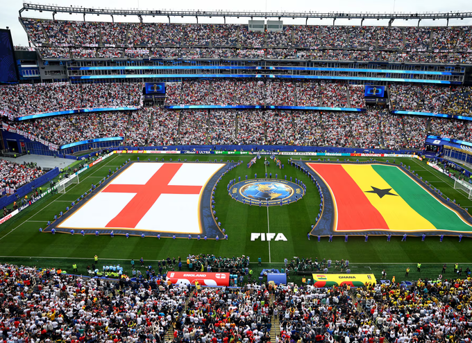 Hình ảnh hai đội tuyển Anh và Ghana tiến ra sân Boston, Massachusetts, Mỹ trước trận vòng bảng World Cup 2026 ngày 23/4/2026. Ảnh: Reuters