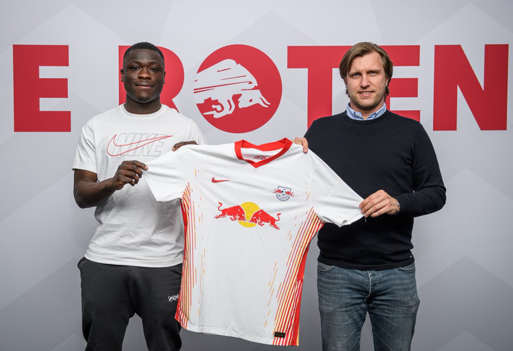 Brian Brobbey không ghi bàn nào qua sáu tháng khoác áo RB Leipzig. Ảnh: Red Bull