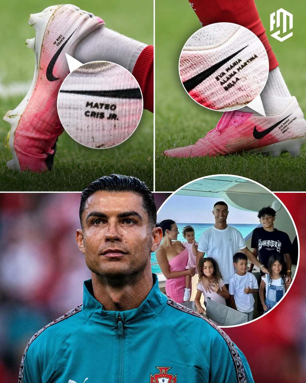 Giày khắc tên con của siêu sao Ronaldo ở World Cup 2026. Ảnh: Instagram FC Motivate