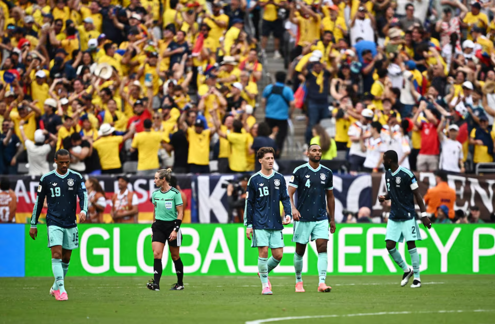 Các cầu thủ Đức thất vọng sau trận thua Ecuador 1-2 ở lượt cuối bảng E World Cup 2026 trên sân MetLife, East Rutherford, New Jersey, Mỹ ngày 25/6/2026. Ảnh: Reuters