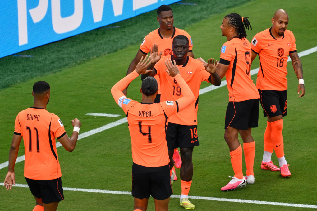 Hà Lan mừng bàn nâng tỷ số lên 2-0 trong trận thắng Tunisia 3-1 ở lượt cuối bảng F World Cup 2026 trên sân Arrowhead, Kansas, Missouri, Mỹ ngày 25/6/2026. Ảnh: AP