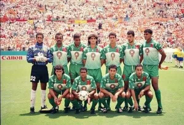 Đội hình xuất phát của Morocco trong trận gặp Hà Lan ở vòng bảng World Cup 1994 trên sân Citrus, Orlando, Mỹ ngày 29/6/1994.