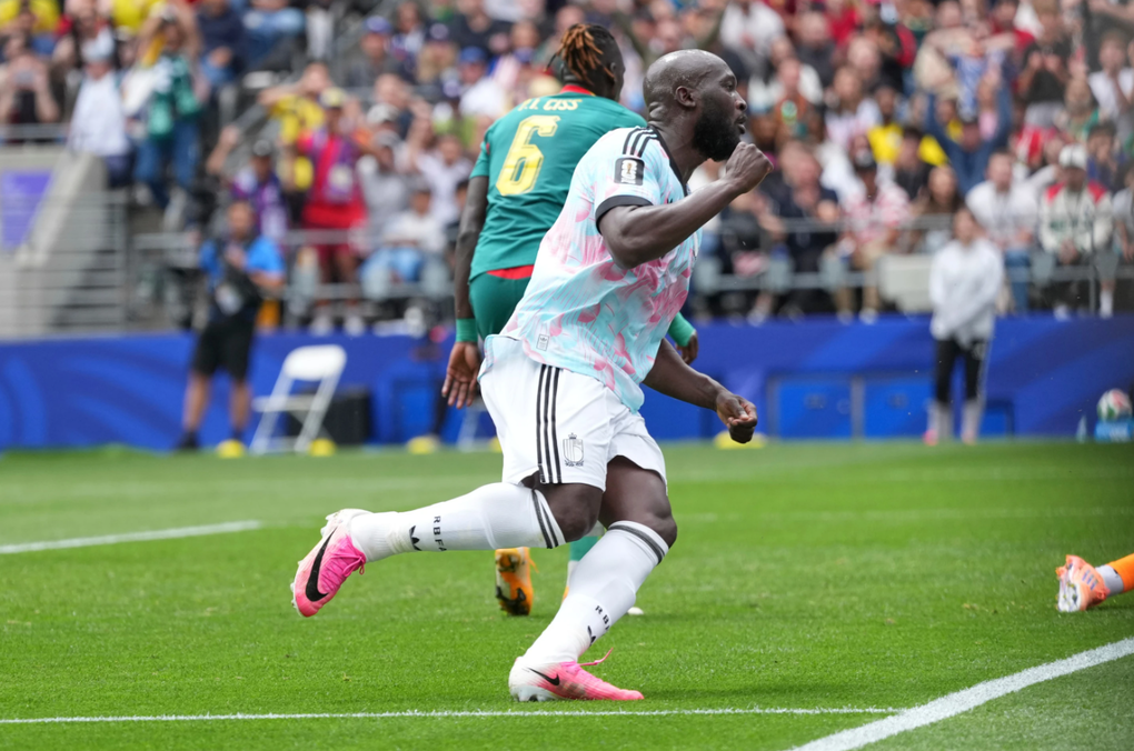 Romelu Lukaku mừng bàn trong trận Bỉ thắng Senegal 3-2 ở vòng 1/16 World Cup 2026 trên sân Seattle, Mỹ ngày 1/7/2026. Ảnh: AP