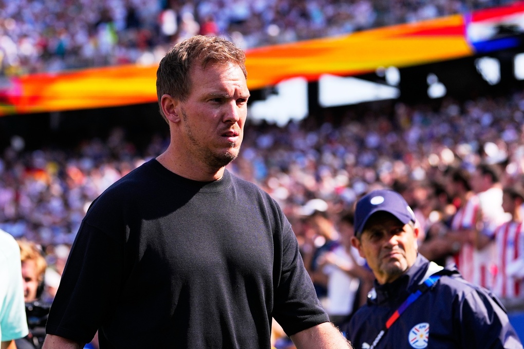 Nagelsmann tới sân trước trận Đức gặp Paraguay ở vòng 1/16 World Cup 2026 tại Foxborough, bang Massachusetts, ngày 29/6. Ảnh: AP