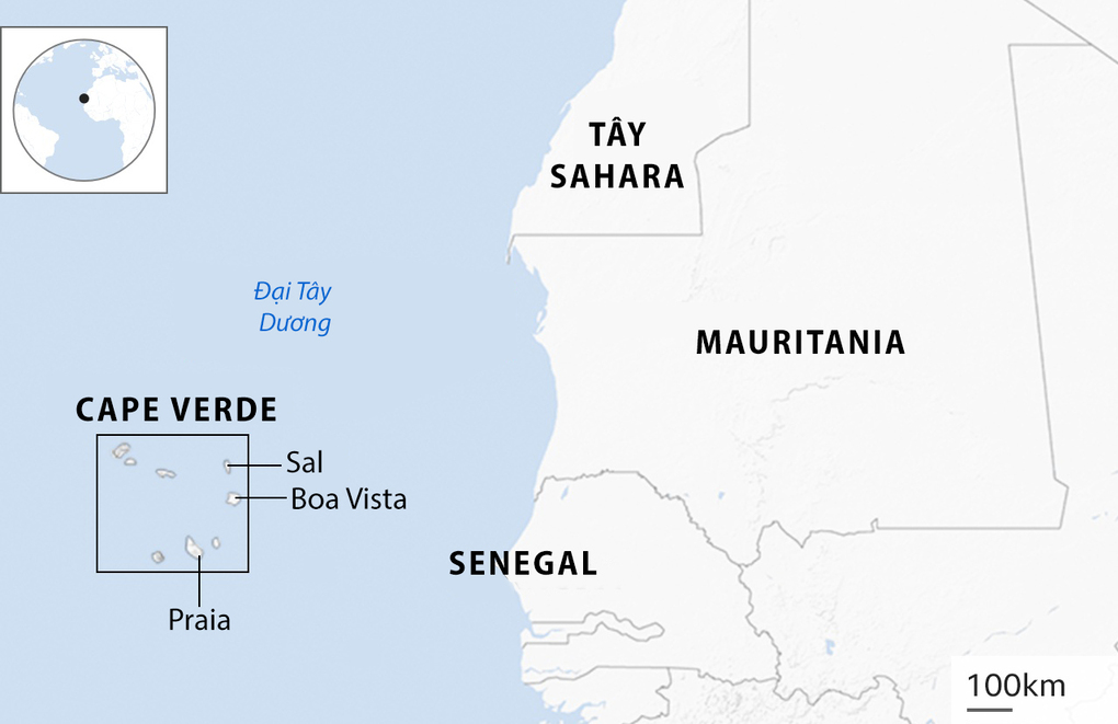 Vị trí Cape Verde. Đồ họa BBC