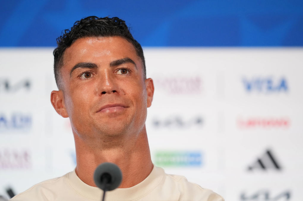 Cristiano Ronaldo trong buổi họp báo trước trận Bồ Đào Nha gặp Tây Ban Nha ở vòng 1/8 World Cup 2026 tại Arlington, Texas, gần Dallas, Mỹ ngày 5/7/2026. Ảnh: AP