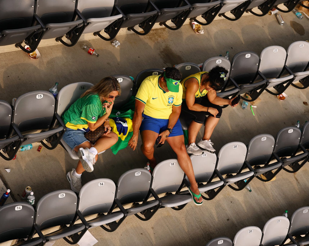 CĐV Brazil sau trận Brazil – Na Uy ở vòng 1/8 World Cup 2026 trên sân MetLife, New Jersey, Mỹ ngày 5/7/2026. Ảnh: Reuters