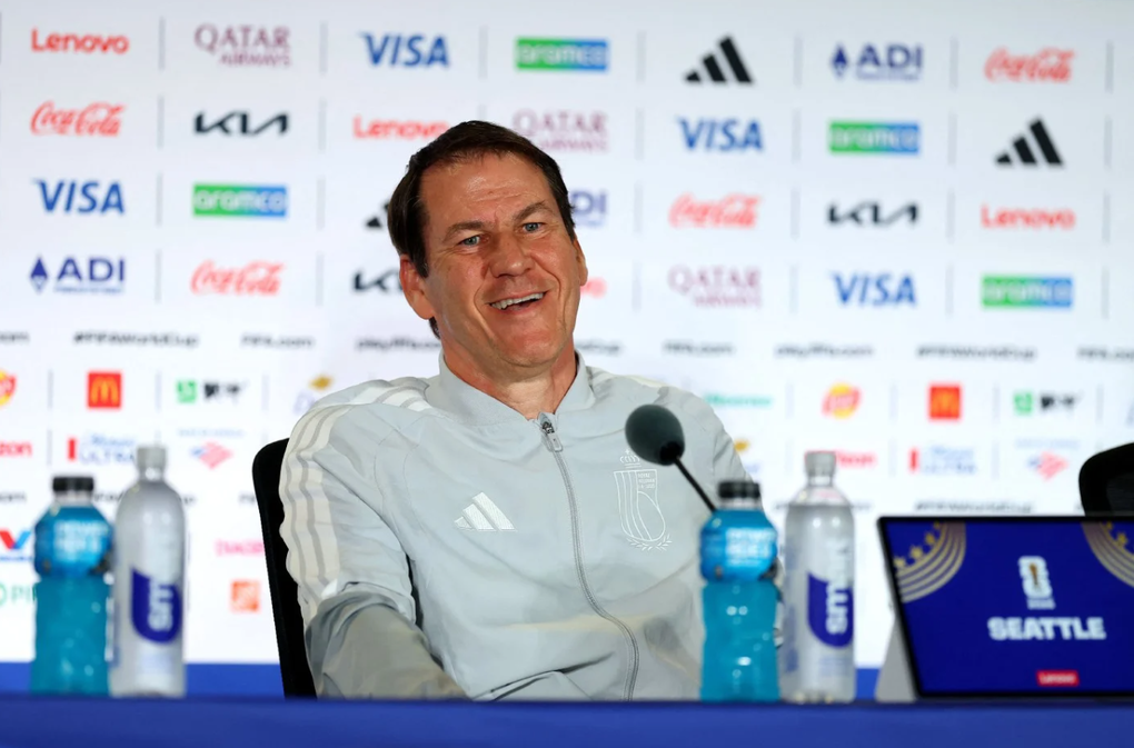 HLV Rudi Garcia trong buổi họp báo trước trận Bỉ gặp Mỹ ở vòng 1/8 World Cup 2026 tại sân Lumen Field, Washington, Mỹ ngày 5/7. Ảnh: AFP