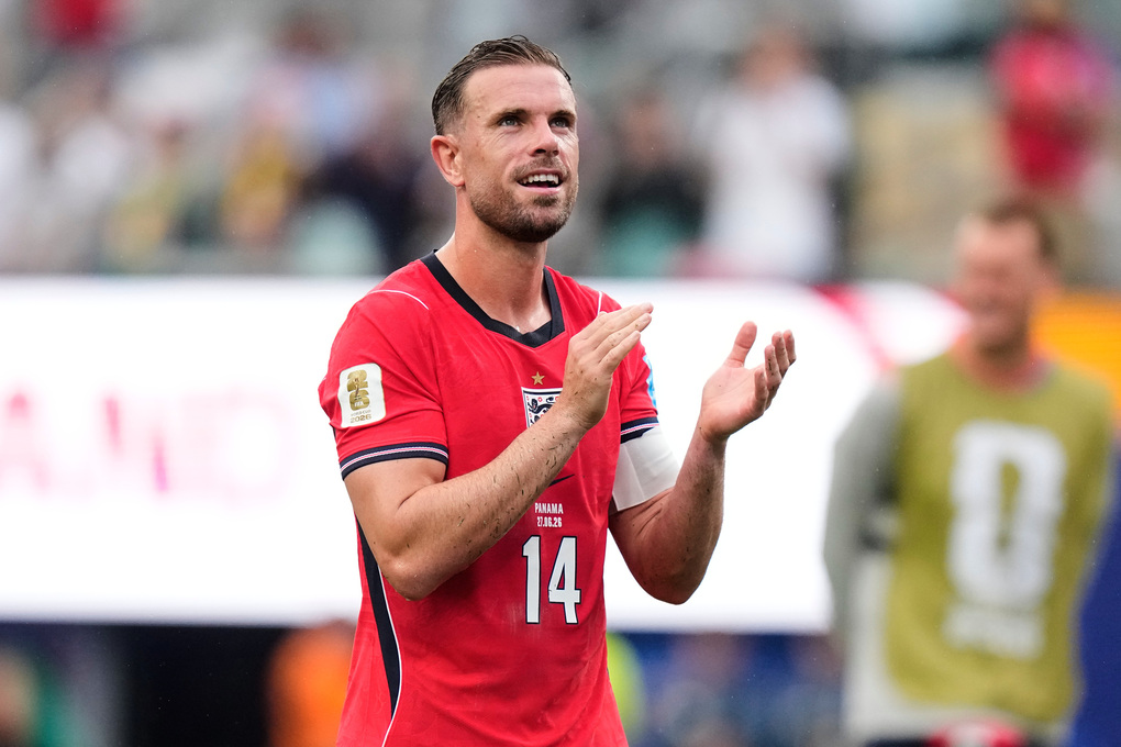 Jordan Henderson ăn mừng sau trận Anh thắng Panama ở bảng L World Cup 2026 trên sân MetLife, East Rutherford, bang New Jersey, Mỹ ngày 27/6/2026. Ảnh: AP