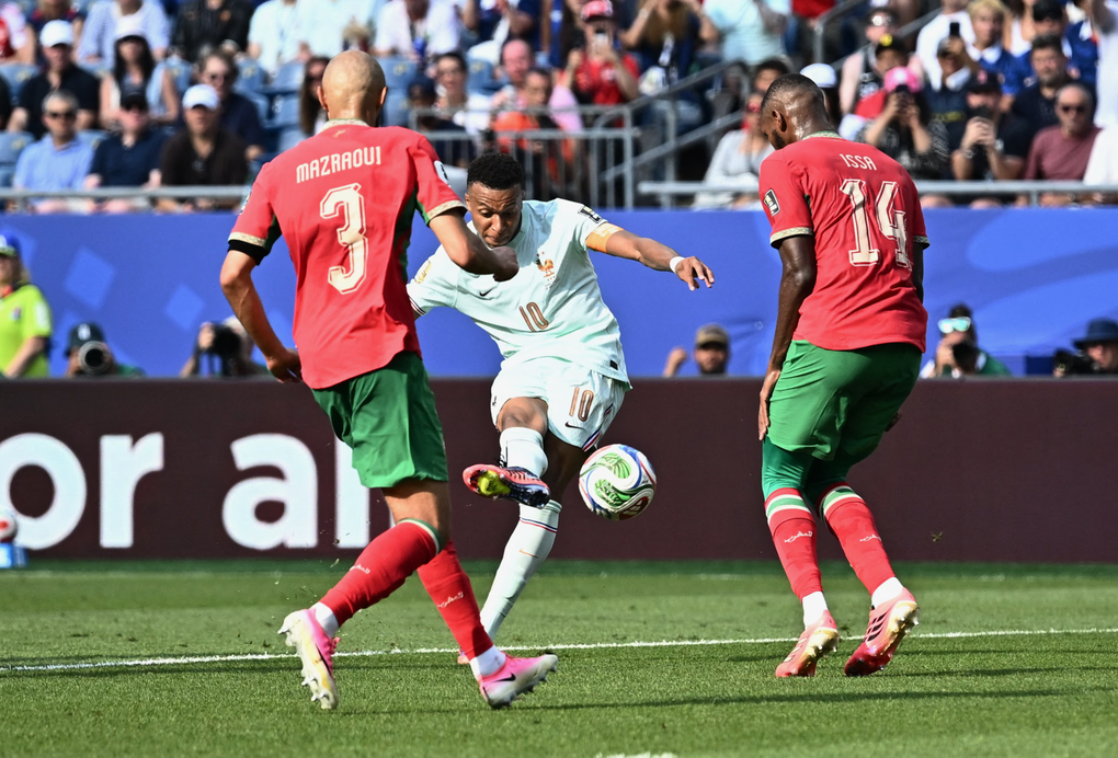 Kylian Mbappe ghi bàn mở tỷ số 1-0 trong trận trận Pháp – Morocco ở tứ kết World Cup 2026 trên sân Boston, Foxborough, Massachusetts, Mỹ ngày 9/7/2026. Ảnh: Reuters