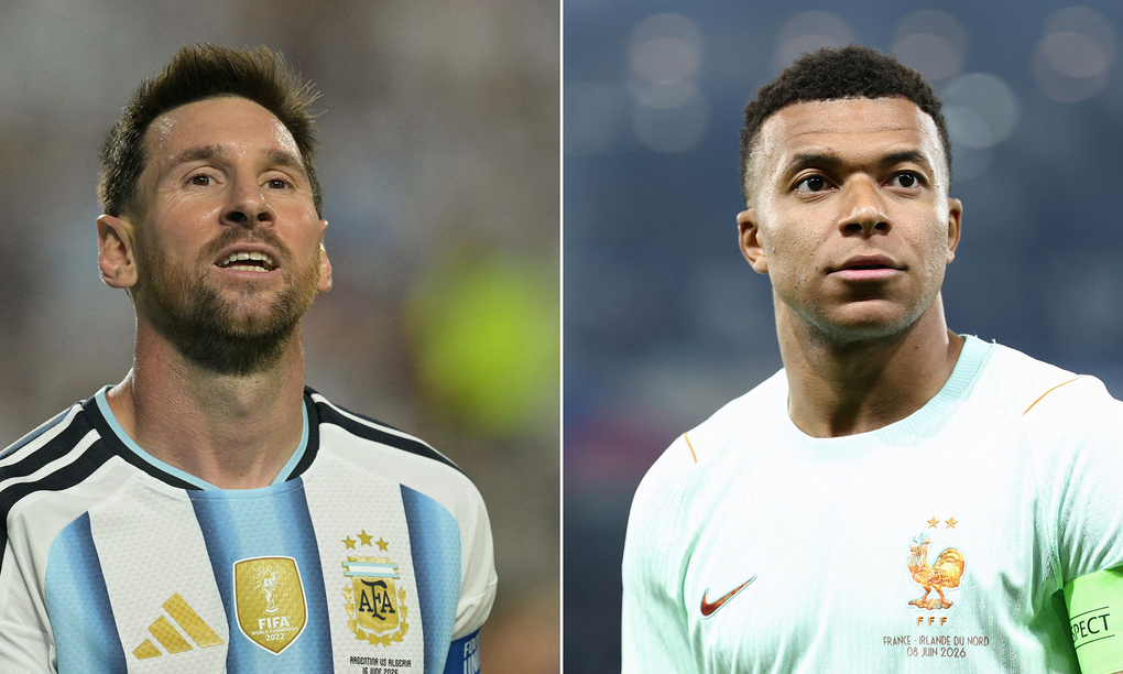 Kylian Mbappe (phải) của tuyển Pháp và Lionel Messi của tuyển Argentina trước các trận đấu tại World Cup 2026. Ảnh: AFP