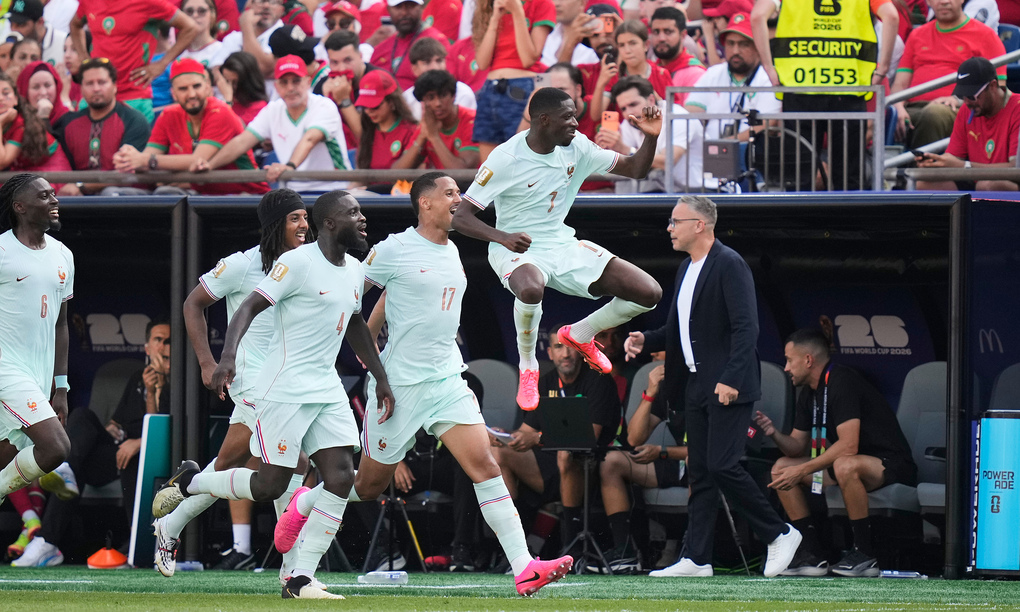 Ousmane Dembele (7) mừng bàn nâng tỷ số lên 2-0 cho Pháp trong trận tứ kết World Cup 2026 gặp Morocco trên sân Gillette ở Foxborough, bang Massachusetts, gần Boston, Mỹ ngày 9/7. Ảnh: AP