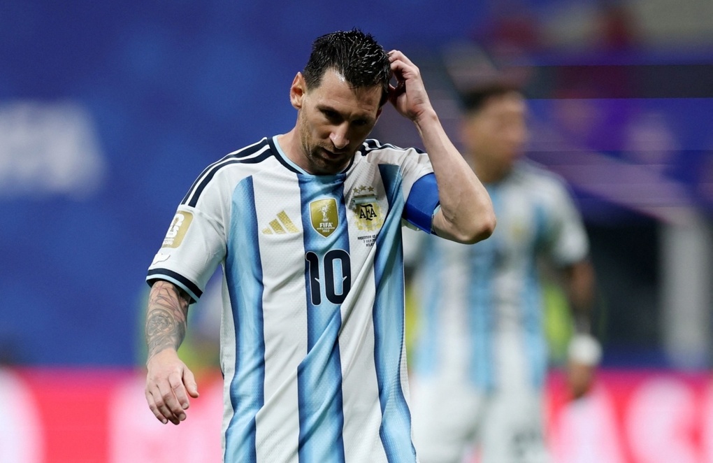 Messi thất vọng sau khi bỏ lỡ cơ hội trong trận Argentina gặp Ai Cập ở vòng 1/8 World Cup 2026 trên sân Atlanta, bang Georgia, Mỹ, ngày 7/7/2026. Ảnh: AP