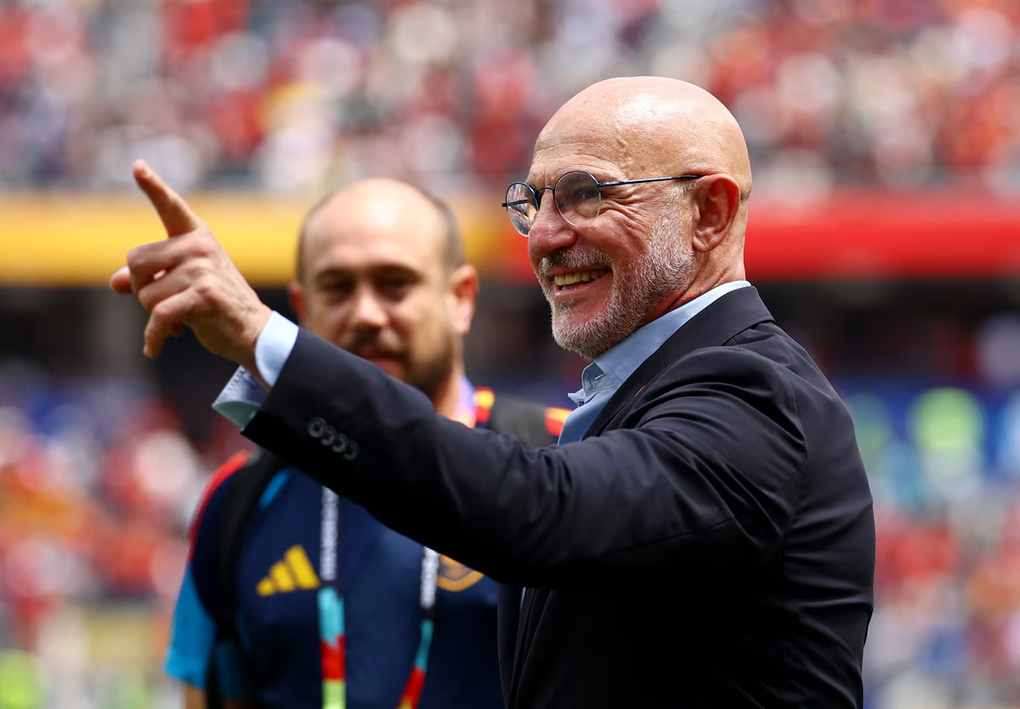 HLV Luis de la Fuente ăn mừng sau trận Tây Ban Nha – Bỉ ở tứ kết World Cup 2026 trên sân Los Angeles, Inglewood, Mỹ ngày 10/7/2026. Ảnh: Reuters