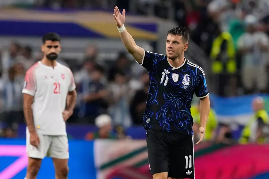 Giovani Lo Celso mừng bàn mở tỷ số cho Argentina trong trận gặp Jordan ở bảng J World Cup, tại Arlington, Texas, gần Dallas, Mỹ ngày 27/6/2026. Ảnh: AP