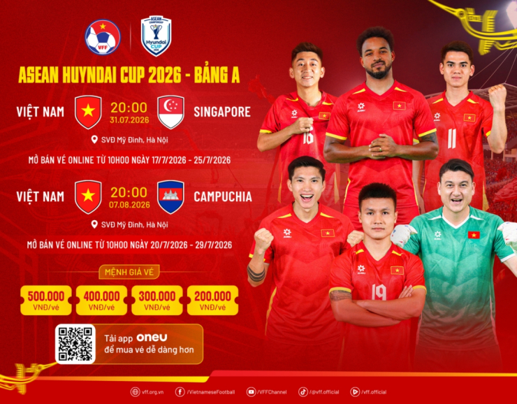 Thông báo kế hoạch bán vé các trận đấu sân nhà của ĐT Việt Nam tại vòng bảng giải bóng đá AFF ASEAN Cup 2026