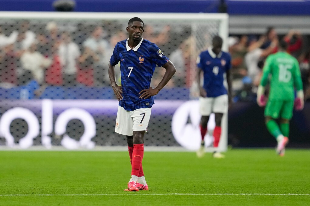 Tiền đạo Pháp Ousmane Dembele (7) thất vọng trong trận thua Tây Ban Nha 0-2 ở bán kết World Cup 2026 ở sân AT&T, Dallas, Mỹ ngày 14/7/2026. Ảnh: AP