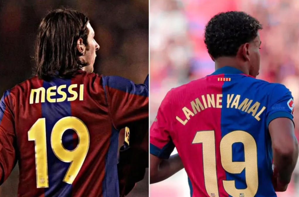 Messi và Yamal đều từng mặc áo số 19 tại Barca. Ảnh: Marca